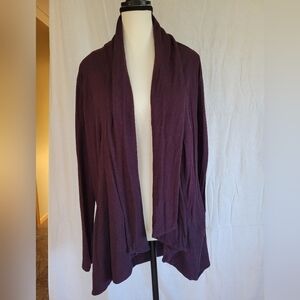 August Mist (stitchfix) eggplant long sleeve open front waterfall cardigan S